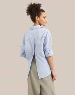 Fashion Apparels Kendall Oversized Striped Split-Back Shirt