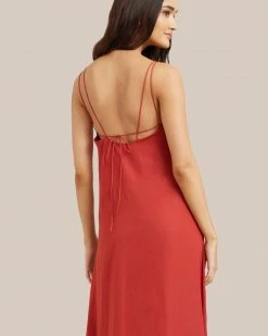 Hua Jia Celebrate Kerriann Ruched Front Satin Slip Dress