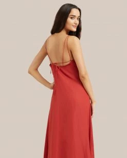 Hua Jia Celebrate Kerriann Ruched Front Satin Slip Dress