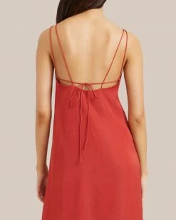 Hua Jia Celebrate Kerriann Ruched Front Satin Slip Dress