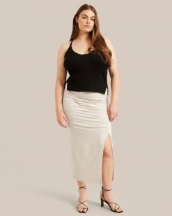 Hua Shang Group (H.K.) Ltd Kiki Ruched Side-Slit Midi Skirt Celebrate