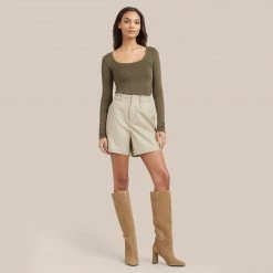 Hua Jia Kipp Paperbag Vegan Leather Short Clothing