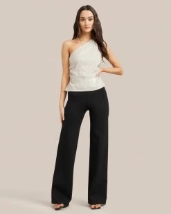 Hua Jia Laurie One-Shoulder Linen Blouse Celebrate