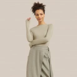 UBASE INTERNATIONAL, INC. Layla Slit-Neck Long-Sleeve Tee Lounge