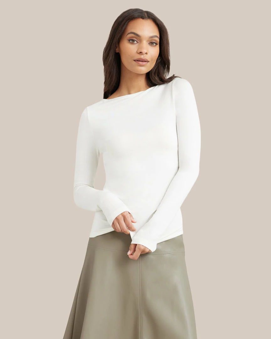 UBASE INTERNATIONAL, INC. Lounge Layla Slit-Neck Long-Sleeve Tee