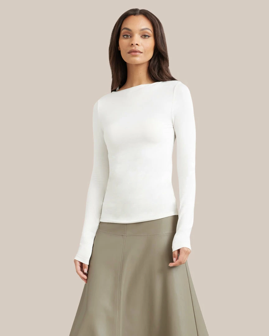 UBASE INTERNATIONAL, INC. Lounge Layla Slit-Neck Long-Sleeve Tee