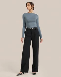 UBASE INTERNATIONAL, INC. Lounge Layla Slit-Neck Long-Sleeve Tee