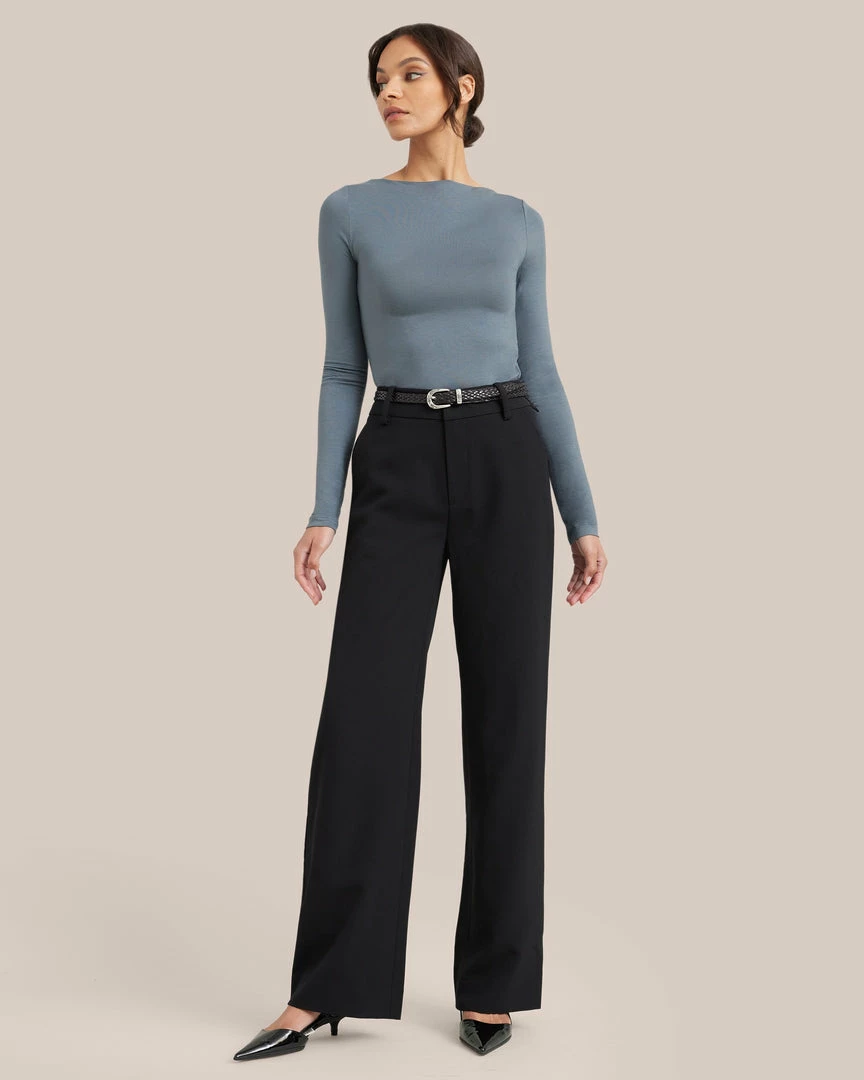 UBASE INTERNATIONAL, INC. Lounge Layla Slit-Neck Long-Sleeve Tee