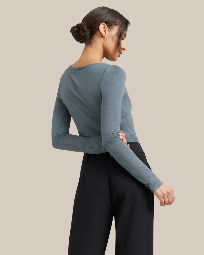 UBASE INTERNATIONAL, INC. Lounge Layla Slit-Neck Long-Sleeve Tee