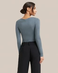 UBASE INTERNATIONAL, INC. Lounge Layla Slit-Neck Long-Sleeve Tee