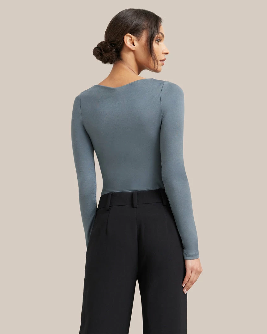 UBASE INTERNATIONAL, INC. Lounge Layla Slit-Neck Long-Sleeve Tee