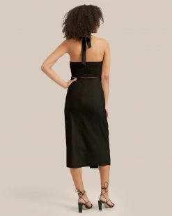 Hua Jia Celebrate Mira Square-Neck Halter Midi Dress