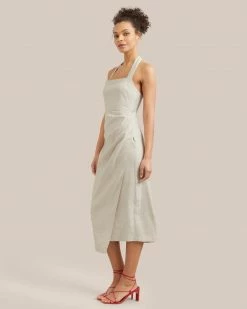 Hua Jia Celebrate Mira Square-Neck Halter Midi Dress