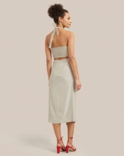 Hua Jia Celebrate Mira Square-Neck Halter Midi Dress