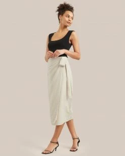 Fashion Apparels Nicolette Wrap-Front Cotton Skirt Lounge