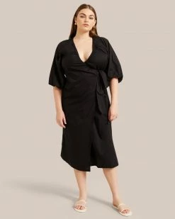 Fashion Apparels Opal Puff Sleeve Wrap Dress