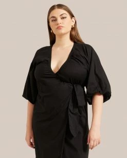 Fashion Apparels Opal Puff Sleeve Wrap Dress