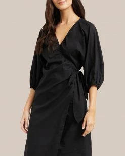 Fashion Apparels Opal Puff Sleeve Wrap Dress