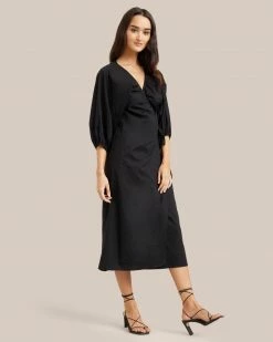 Fashion Apparels Opal Puff Sleeve Wrap Dress