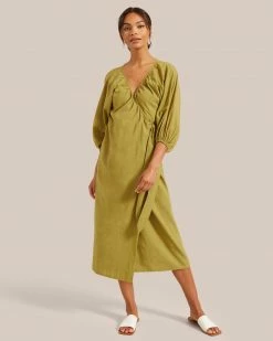 Fashion Apparels Clothing Opal Puff Sleeve Wrap Dress