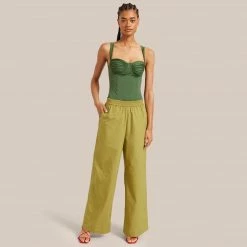 Fashion Apparels Paula Smocked Waist Wide Leg Pant Vacation