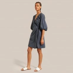 Fashion Apparels Paz Puff Sleeve Wrap Mini Dress Clothing