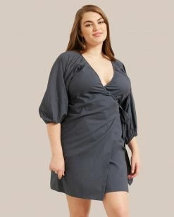 Fashion Apparels Paz Puff Sleeve Wrap Mini Dress Clothing