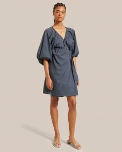 Fashion Apparels Paz Puff Sleeve Wrap Mini Dress Clothing