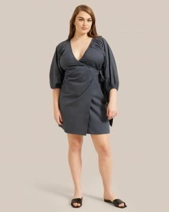 Fashion Apparels Paz Puff Sleeve Wrap Mini Dress Clothing