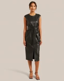 Hua Jia Pilar Vegan Leather Tie-Front Dress