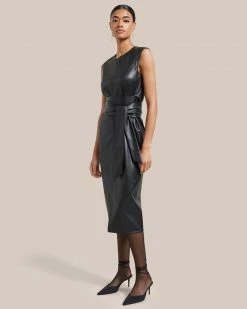 Hua Jia Pilar Vegan Leather Tie-Front Dress