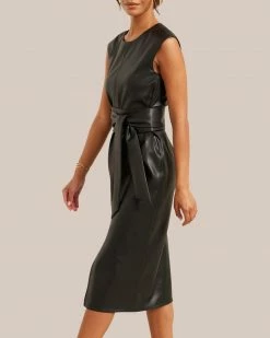 Hua Jia Pilar Vegan Leather Tie-Front Dress