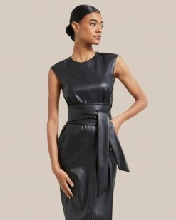 Hua Jia Pilar Vegan Leather Tie-Front Dress