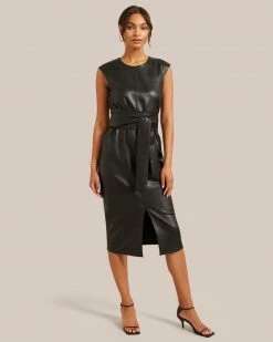 Hua Jia Pilar Vegan Leather Tie-Front Dress
