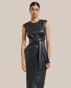 Hua Jia Pilar Vegan Leather Tie-Front Dress