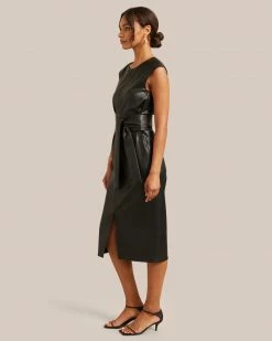 Hua Jia Pilar Vegan Leather Tie-Front Dress