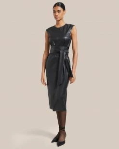 Hua Jia Pilar Vegan Leather Tie-Front Dress