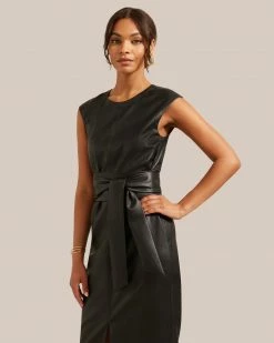 Hua Jia Pilar Vegan Leather Tie-Front Dress