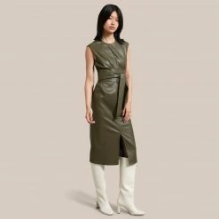 Hua Jia Celebrate Pilar Vegan Leather Tie-Front Dress