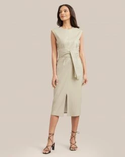 Hua Jia Pilar Vegan Leather Tie-Front Dress Celebrate