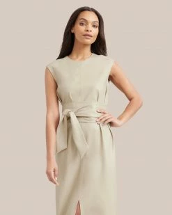Hua Jia Pilar Vegan Leather Tie-Front Dress Celebrate
