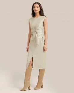 Hua Jia Pilar Vegan Leather Tie-Front Dress Celebrate