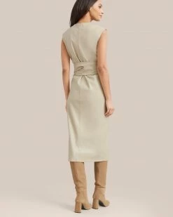 Hua Jia Pilar Vegan Leather Tie-Front Dress Celebrate
