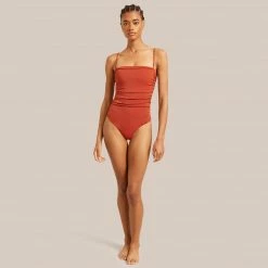 Belle The Label Ruched Maillot Straight-Neck One Piece