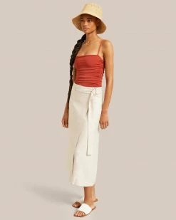 Hua Jia Clothing Devon Belted Wrap Linen Skirt