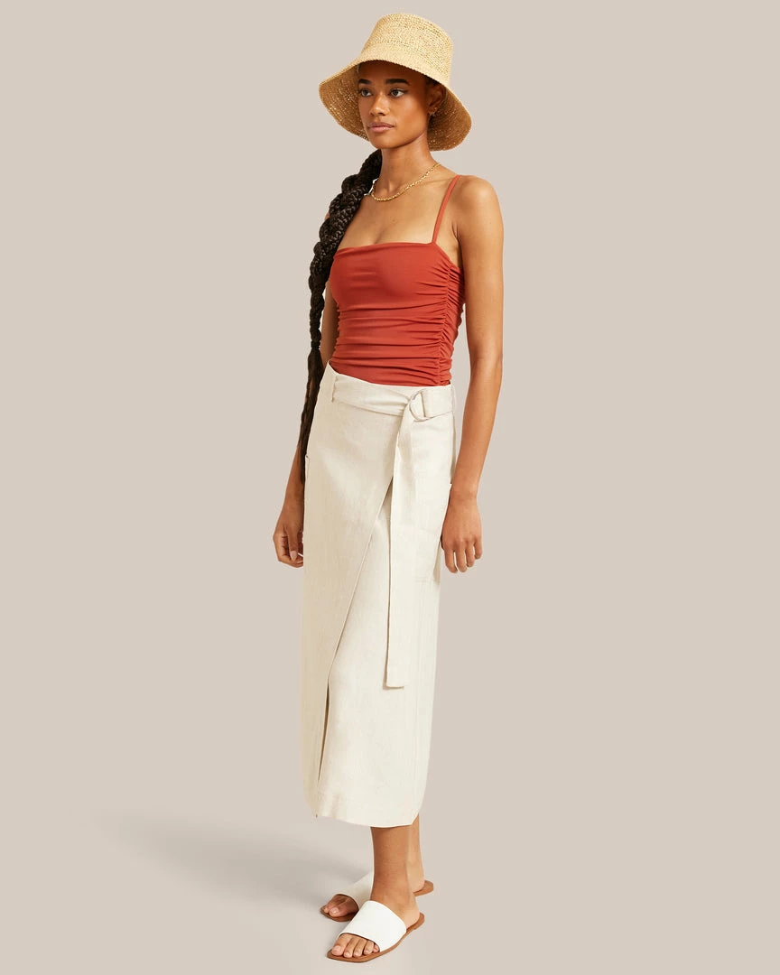 Hua Jia Clothing Devon Belted Wrap Linen Skirt