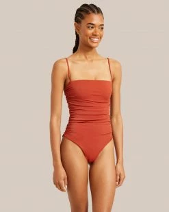 Belle The Label Ruched Maillot Straight-Neck One Piece