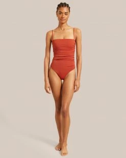 Belle The Label Ruched Maillot Straight-Neck One Piece