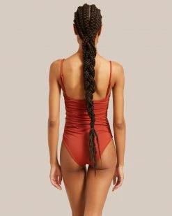 Belle The Label Ruched Maillot Straight-Neck One Piece