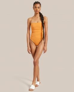 Belle The Label Vacation Ruched Maillot Straight-Neck One Piece